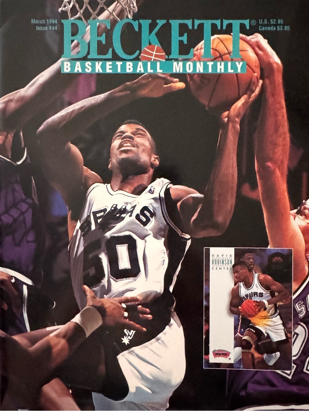 Beckett Basketball Monthly #44 March 1994 David Robinson cover